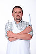 Stock Photo : Bearded Dragon Stock Image: Butcher With Knife And Sharpening Steel