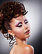 Wellness Fashion Model - Beauty Girl Portrait. Bright Holiday Makeup An Coiffure - stock image