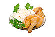Fried Chicken With Rice Garnish