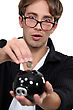 Stock Photo : Bearded Dragon Stock Image: Putting Money In Piggy Bank