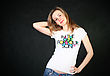 Teenage Blond Girl Portrait, Studio Shot On Dark
