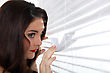 Stock Photo : Success Stock Photo: Woman Looking Through Blinds